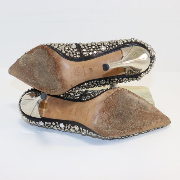 Versace Couture Studded Leather Heels Black EU36 / US 6 - Picture 5 of 7